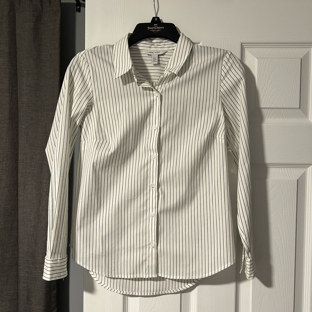 Nine West White Striped Shirt